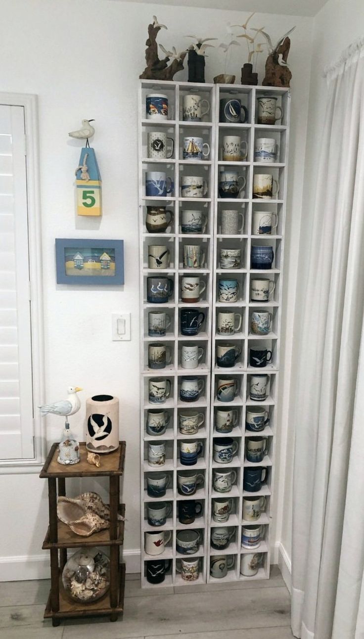 Coffee Mug Displaycoffee Cup Displaycoffee Mug Shelfcoffee - Etsy Mug Cubbies, Mug Cubby Display, Coffee Mugs Display Ideas, Coffee Cup Collection Display, Coffee Cup Wall Display, Coffee Mug Shelves, Espresso Cup Display, Coffee Cup Collection, Wall Mug Display