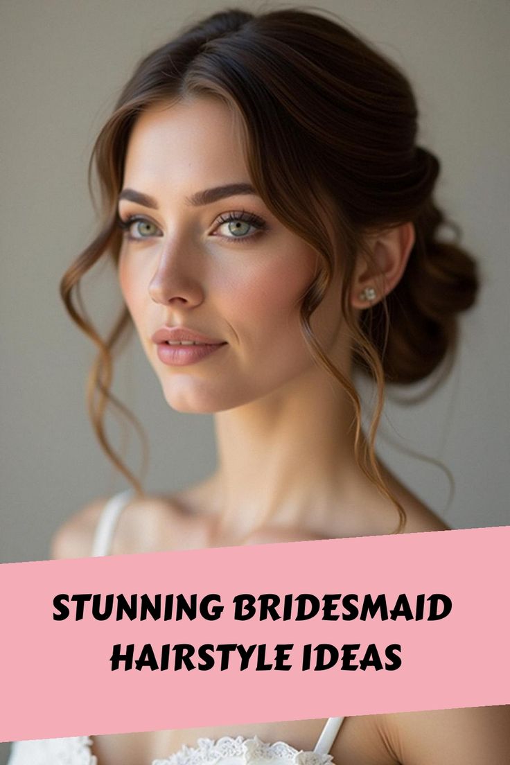 Stunning Bridesmaid Hairstyle Ideas Bridesmaid Hair From Front View, Bridesmaids Hairstyles Long Hair, Older Bridesmaid Hairstyles, Braided Hairstyles Wedding Bridesmaid, Wedding Makeup And Hair Ideas, Best Hair For Strapless Dress, Winter Wedding Bridesmaid Hair, Bridesmaid Updo Long Hair, Half Pulled Back Wedding Hair