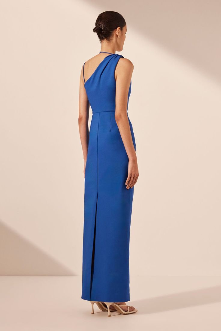 LANI ASYMMETRICAL GATHERED MAXI DRESS | AZURE | DRESSES | SHONA JOY – Shona Joy International Fitted Asymmetrical Pre-draped Maxi Dress, Pre-draped Ruched Gown With Asymmetrical Neckline, Pre-draped Asymmetrical Gown With Ruched Details, Asymmetrical Neckline Pre-draped Ruched Gown, Blue Pre-draped Maxi Dress For Cocktail, Pre-draped Maxi Dress With Side Slits, Spring Pre-draped Fitted Maxi Dress, Fitted Maxi Dress With Side Slits And Pre-draped Style, Pre-draped Asymmetrical Neckline Ruched Maxi Dress