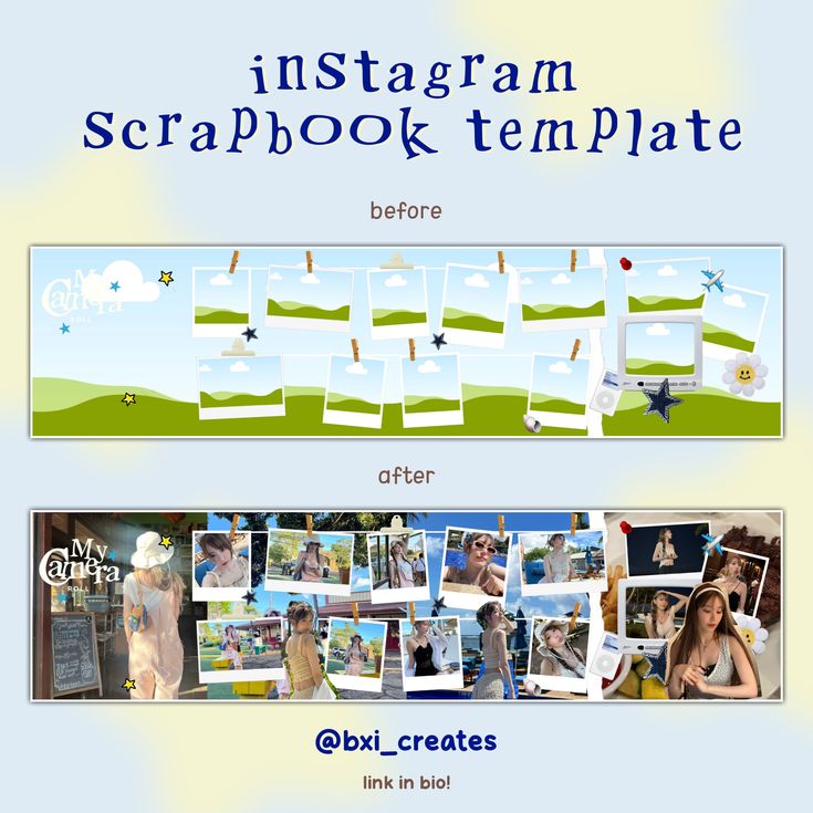 the instagram scrapbook template has been created to look like it is being used for photos