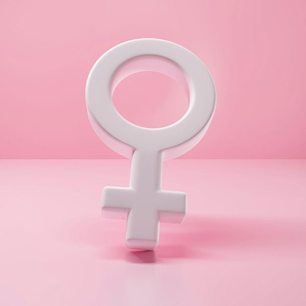 a white female symbol on a pink background