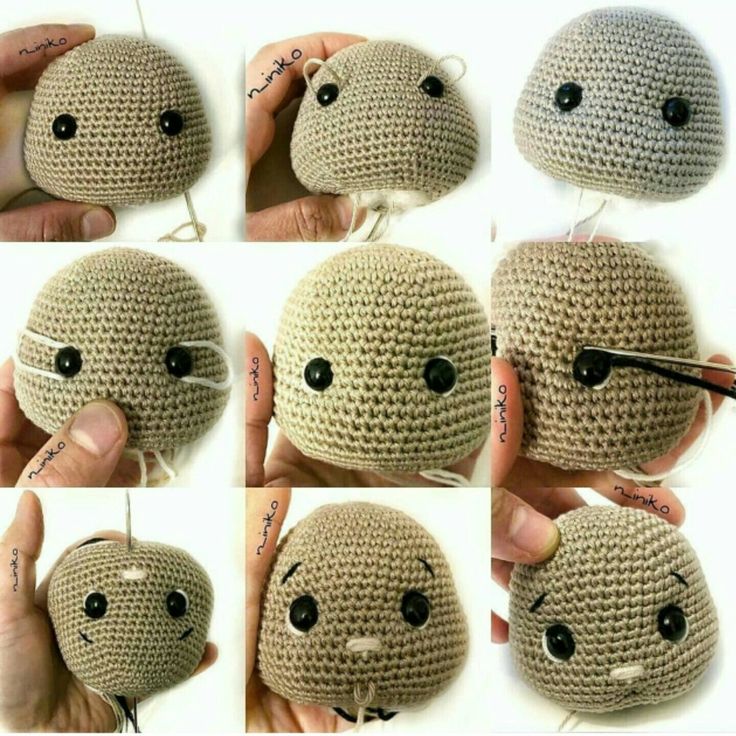 there is a crocheted stuffed animal that has been made to look like someone's face