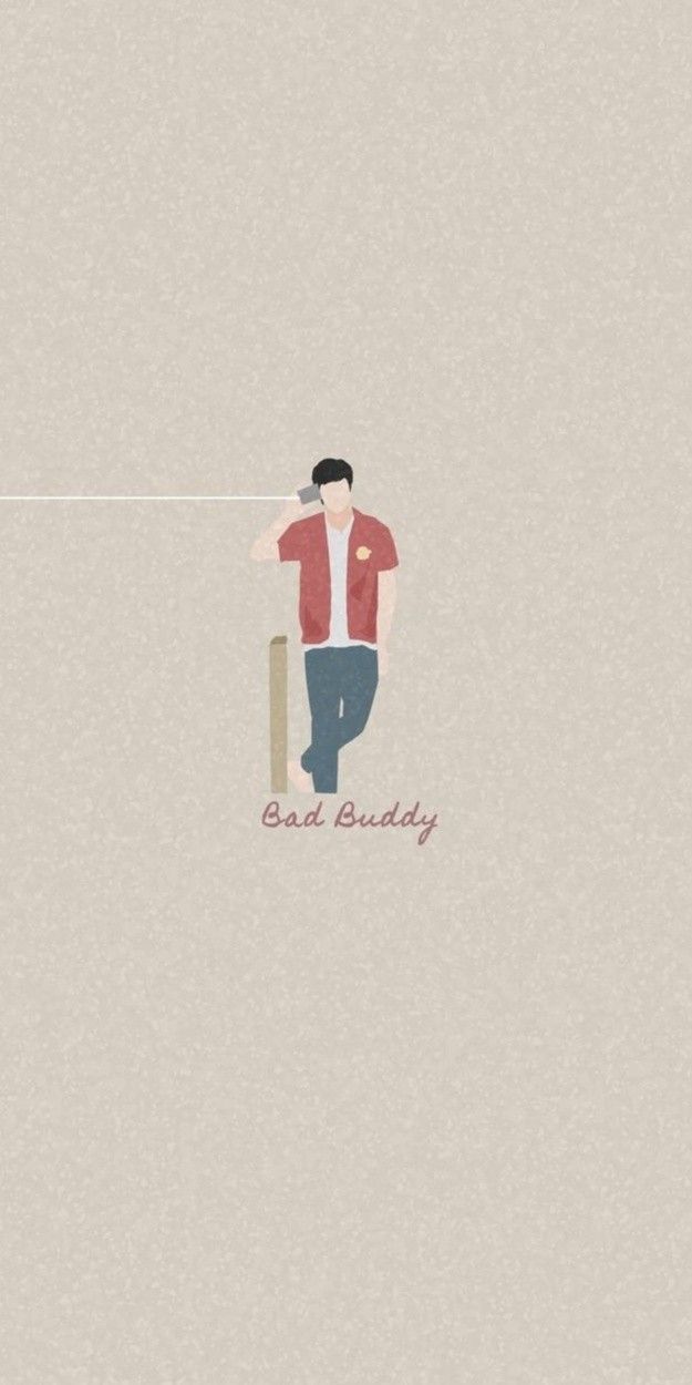 a man holding onto a string with the word best buddy written on it in red