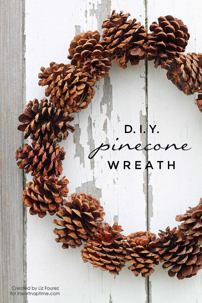 pinecone wreath with instructions on how to make it