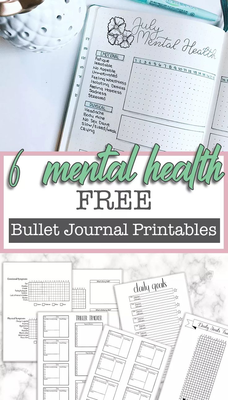 Free Printable Mental Health Bullet Journal Spreads ⋆ The Petite Planner | Printable Planner by  Timothy Spadafora Free Mental Health Printables, Mental Health Planner Free Printable, Mental Health Bullet Journal, Free Bullet Journal Printables, Journal Worksheets, Feelings Journal, Bullet Journal Mental Health, Free Mental Health, Bullet Journal Spreads