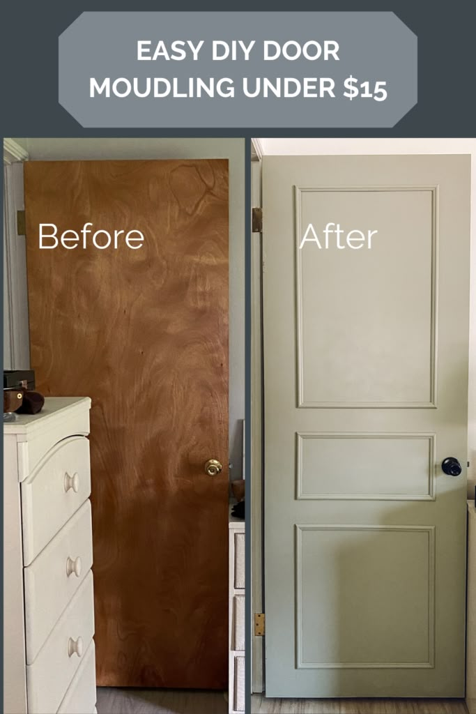 the before and after photo shows how to paint an interior door with wood paneling