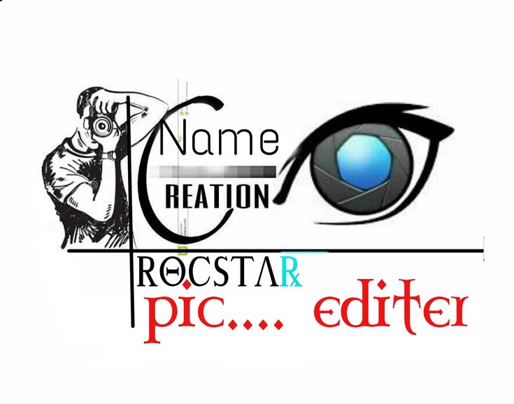 the name and logo for rocstar pic editor, which includes an eye with a golf ball in it