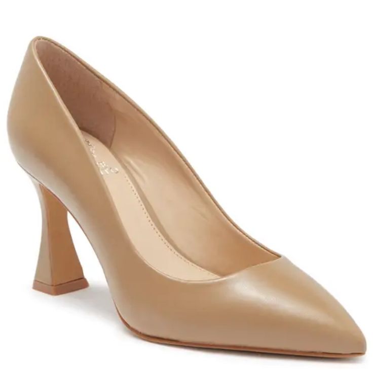 Pointed Toe Pump In Tortilla Soft Napa Silk New - Never Worn A Sculptural Heel Adds A Daring Refresh To A Timelessly Elegant Pointed Toe Pump. 3.25" Heel Leather Upper, Synthetic Sole Summer Fitted Beige Court Shoes, Fitted Beige Court Shoes For Summer, Beige Spring Court Shoes With Padded Heel, Fitted Cream Court Shoes With Sculpted Heel, Fitted Solid Heels With Pointed Toe, Fitted Pointed Toe Heels, Classic Beige Court Shoes For Spring, Beige Medium Width Court Shoes For Spring, Fitted Cream Court Shoes For Workwear