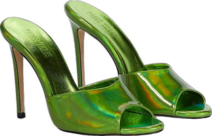 Luxury Green Open Heel Sandals, Green Open Heel Sandals For Night Out, Luxury Green Open Toe Sandals, Glamorous Green Pointed Toe Sandals, Green Open Toe Formal Mules, Luxury Green Open Heel Heels, Evening Green Open Heel Mules, Modern Green Sandals For Party, Green Open Heel Mules For Evening