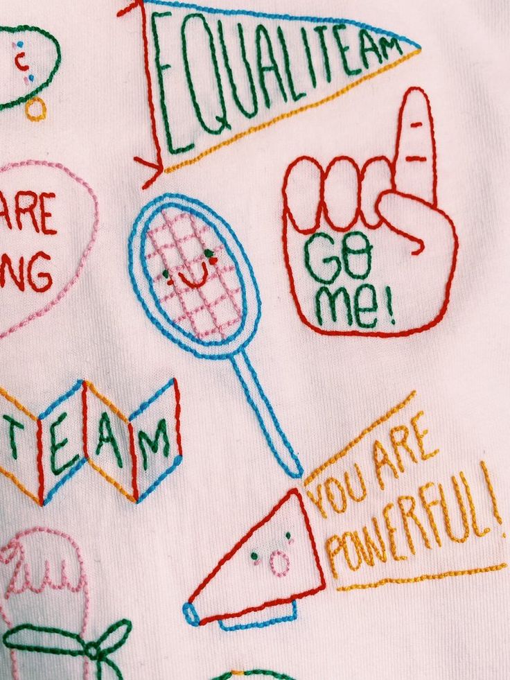 embroidered t - shirt with words and pictures on it that say we are going to team you are powerful