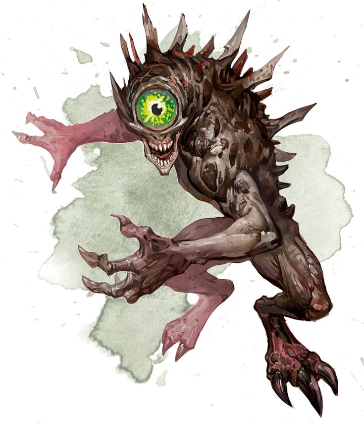 an image of a creature with green eyes and claws on it's body, in the air