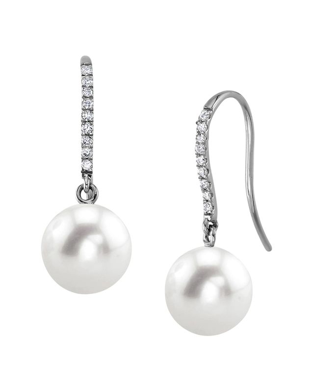 Freshwater Pearl & Diamond Margot Earrings Evening Akoya Pearl Drop Earrings, Akoya Pearl Diamond Earrings With Diamond Accents For Evening, Classic Akoya Pearl Earrings For Formal Occasions, Elegant Pearl Drop Diamond Earrings, Classic Pearl Embellished Earrings For Anniversary, Elegant Diamond Earrings With Pearl Drop, Elegant Formal Diamond Earrings With Pearl Drop, Luxury Pearl Embellished Earrings For Formal Occasions, Refined Pearl Earrings For Formal Occasions