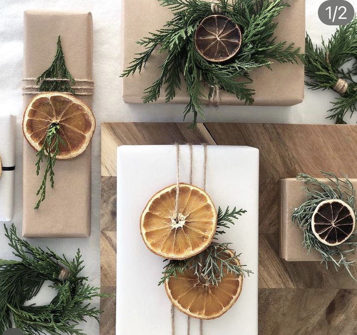 christmas presents wrapped in brown paper and tied with twine