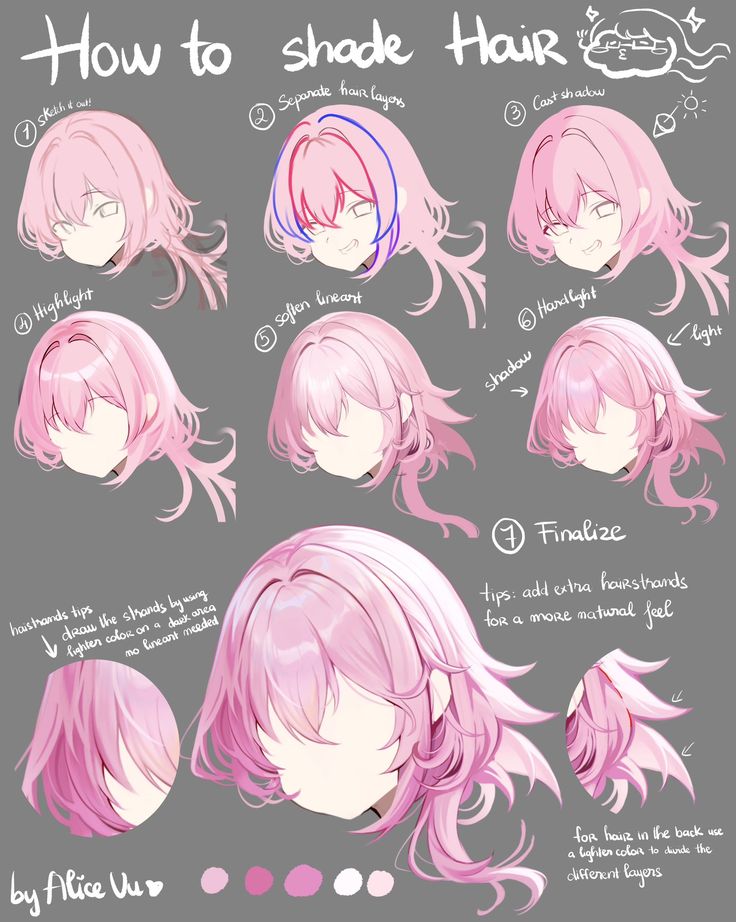 how to shade hair in anime style