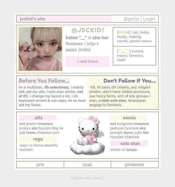 an image of a website page with hello kitty on the front and back pages below