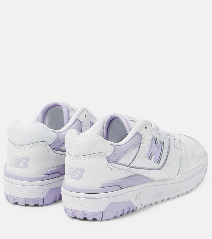 550 Leather Sneakers in White - New Balance | Mytheresa Everyday Shoes Aesthetic, Cute Shoes New Balance, Cute Womens Sneakers, Cute Affordable Shoes, New Balance 550 Purple, Cute Purple Shoes, Cool Sneakers Women, Shoes For Girls Stylish, Coquette Sneakers