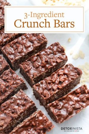 chocolate brownies stacked on top of each other with the words 3 ingredient crunch bars