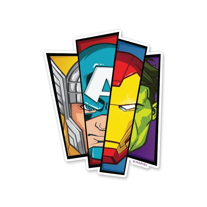 the avengers stickers are all different colors