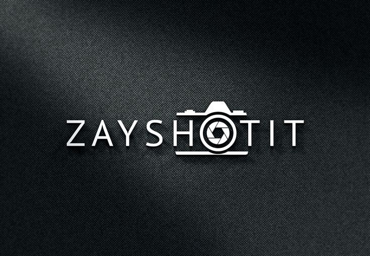 the logo for a photographer's business is displayed on a black background with white lettering