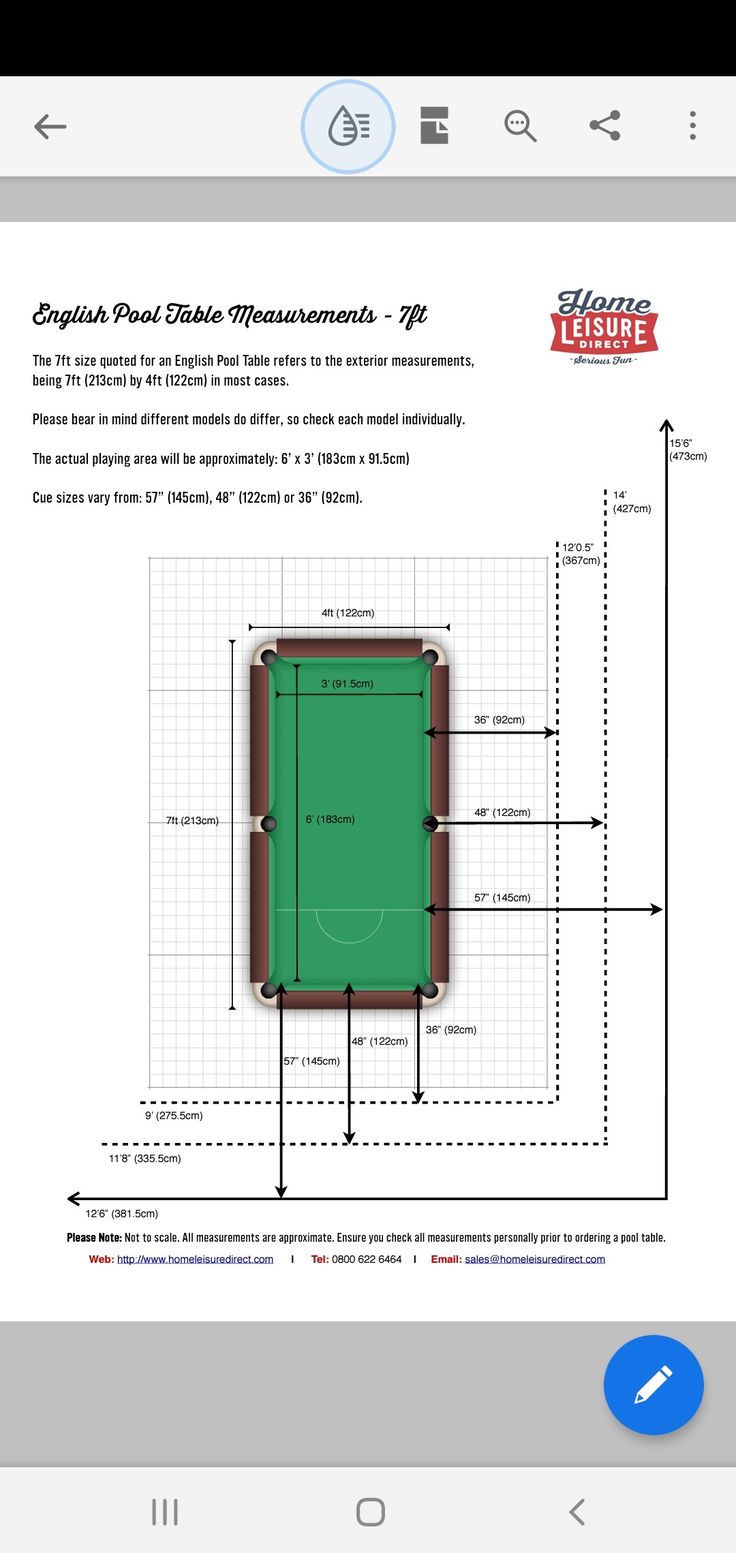 the billiards table measurements app on an iphone