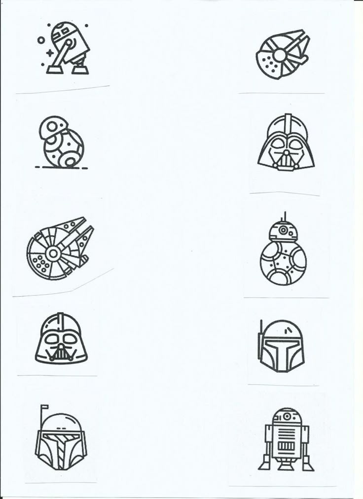 the star wars symbols are shown in black and white, with one line drawn on it