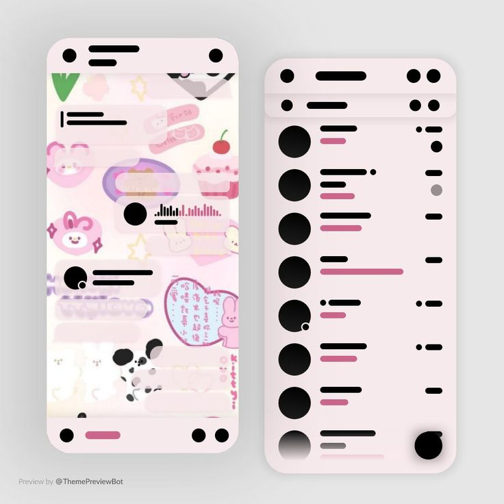 two cell phones with different designs on them, one is pink and the other is black