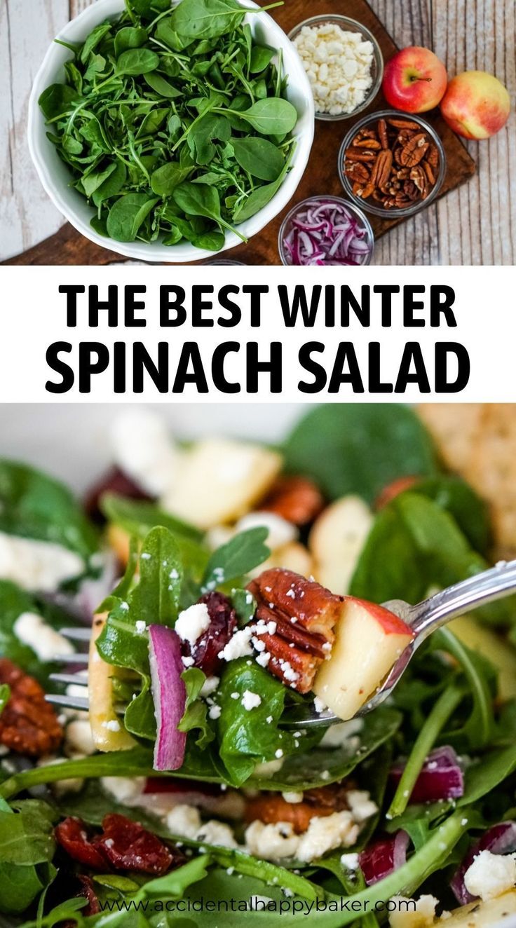 the best winter spinach salad with apples and cranberries is an easy side dish