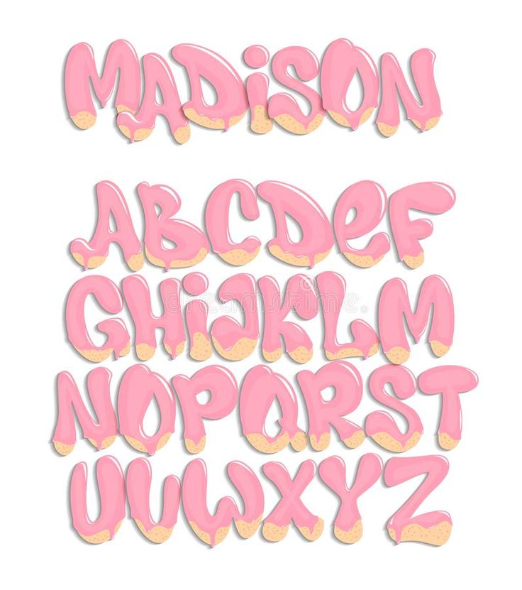 the english alphabet with pink frosting on white background royalty illustration