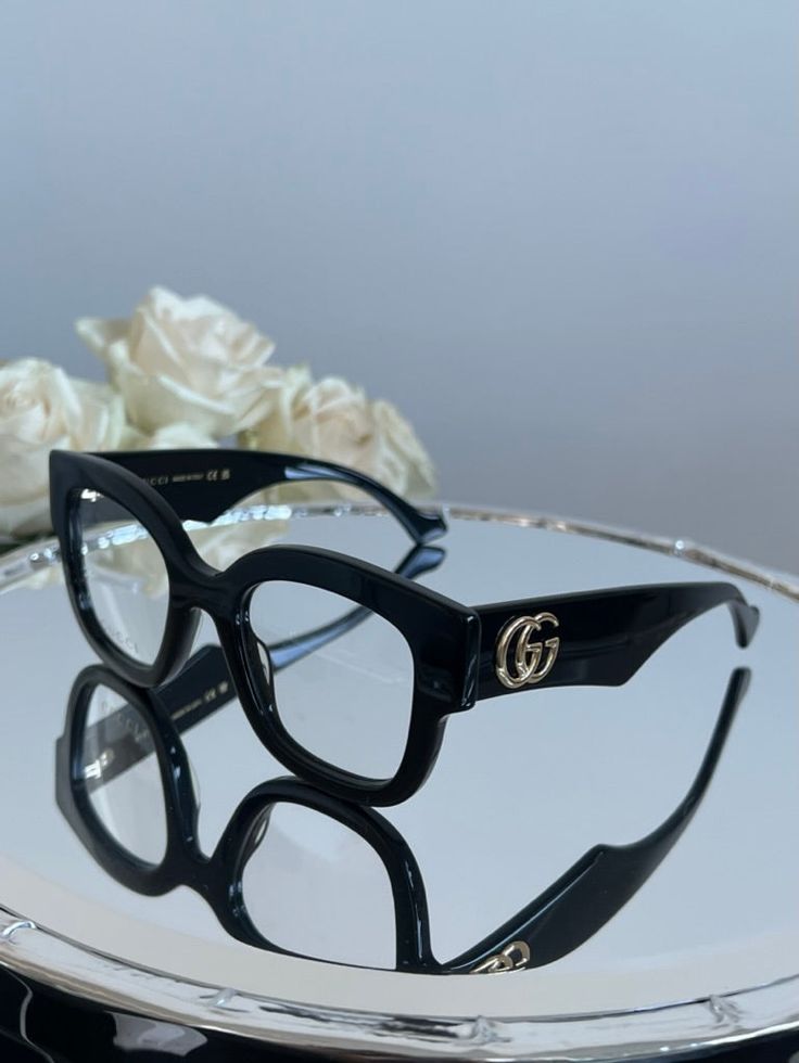 Brand new Gucci GG1423O 001 Frames. Color: Black. Shape: Square. Lens Width: 50mm. Lens Bridge: 23mm. Arm Length: 145mm. Made in: Italy. Retail Price: $465. Lens: Demo plastic lens, can be worn as is or swapped to your personalized ones! Arrives in Gucci jewel-toned velvet case with matching satin pouch, cleaning cloth, and authenticity card. All items are guaranteed 100% authentic and brand new. Elegant Gucci Luxury Cat Eye Sunglasses, Chic Gucci Luxury Shield Sunglasses, Chanel Glasses Frames, Gucci Glasses Eyeglasses, Gucci Eyeglasses Women, Designer Glasses Frames Women, Bold Glasses, Glasses Inspo, Designer Glasses Frames