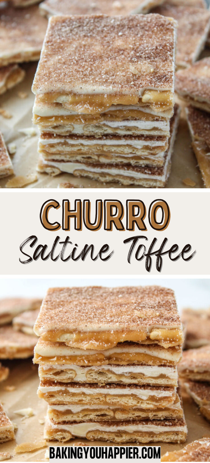 some pancakes stacked on top of each other with the words churro written above them