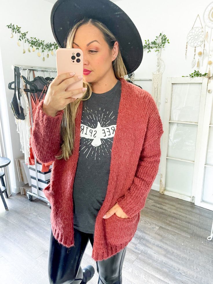 Seriously...this is the softest cardigan ever!! Comfortable roomy fit, drop shoulder with functional pockets to warm up your hands. Unlined; 60% acrylic, 40% wool True sizing (S 2/4, M 6/8, L 10/12) Small: 24 in bust x 35 in long Medium: 25 in bust x 35.5 in long Large: 26 in bust x 36 in long Model is 5’5, a size 6/8 and a 34DD wearing the medium. Soft Cardigan, Drop Shoulder, Size 6, Wool, How To Wear