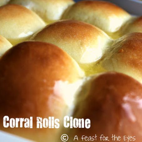 a close up of bread rolls in a pan with the words coral rolls clone on it