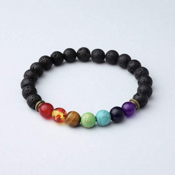 Backordered! Preorders now open. Benefits The beads in a chakra bracelet can be made of many materials, but the colors are very important. Each of the chakras is represented by a color — violet/white, indigo, light blues, green/pinks, yellows/browns, orange, and reds. The only essential feature of a chakra bracelet is that its wearer understands its significance. Not every rainbow colored bracelet is a chakra bracelet, but all bracelets colored this way can be worn as chakra bracelets and thereb Holistic Multicolor Beaded Bracelets With Natural Stones, Spiritual Rainbow Beaded Bracelets With 8mm Beads, Spiritual Rainbow Beaded Bracelets With Round Beads, Spiritual Rainbow Beaded Bracelet With Round Beads, Spiritual Rainbow Beaded Bracelets With Natural Stones, Casual Multicolor Jewelry For Meditation, Rainbow Spiritual Beaded Bracelets With 8mm Beads, Spiritual Rainbow Beaded Bracelets Gift, Spiritual Rainbow Beaded Bracelets