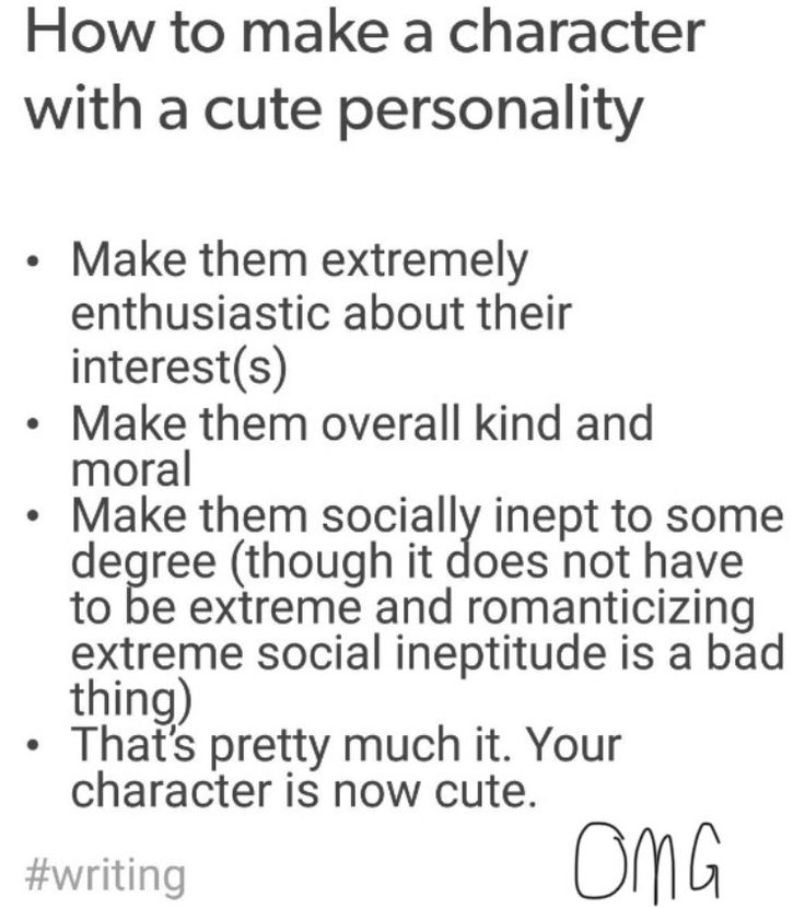 an advertisement with the words how to make a character with a cute personality