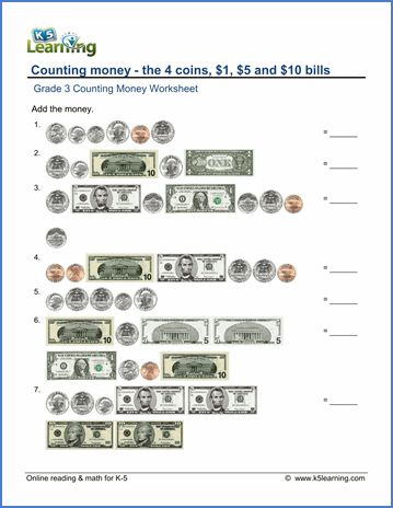 counting money worksheet for kids