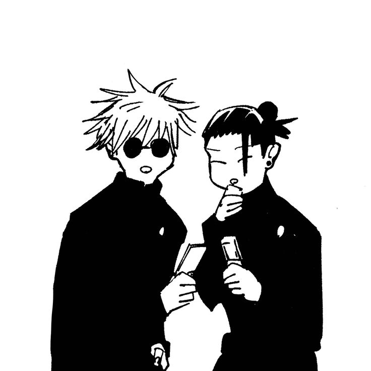 two anime characters standing next to each other