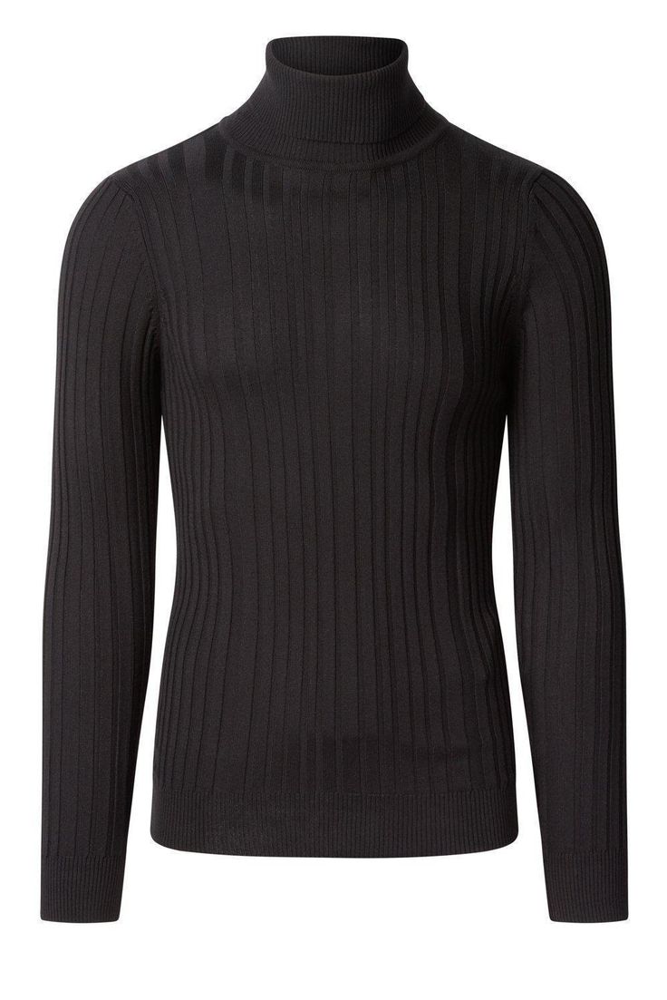 DETAILS Elevate your style with the clean and sophisticated Roll Neck Ribbed Knit Sweater. Crafted with precision, this sweater is a versatile addition to your wardrobe, blending contemporary design with timeless comfort.Features:1. Finely Textured Ribbed Blend: The sweater is made with a finely textured ribbed cotton-acrylic blend, ensuring both a luxurious feel and a modern, visually appealing texture.2. Cozy Roll Neck: The close-fitting, cozy roll neck is a key feature of this sweater, provid Classic Black Ribbed Cardigan, Modern Fitted Crew Neck Sweater, Classic Stretch Sweater, Stretch Merino Wool Sweater For Layering, Elegant Black Ribbed Cardigan, Black Textured Knit Turtleneck With Long Sleeves, Modern Ribbed Knit Sweater, Black Ribbed Sweater For Layering, Elegant Black Sweater With Ribbed Cuffs