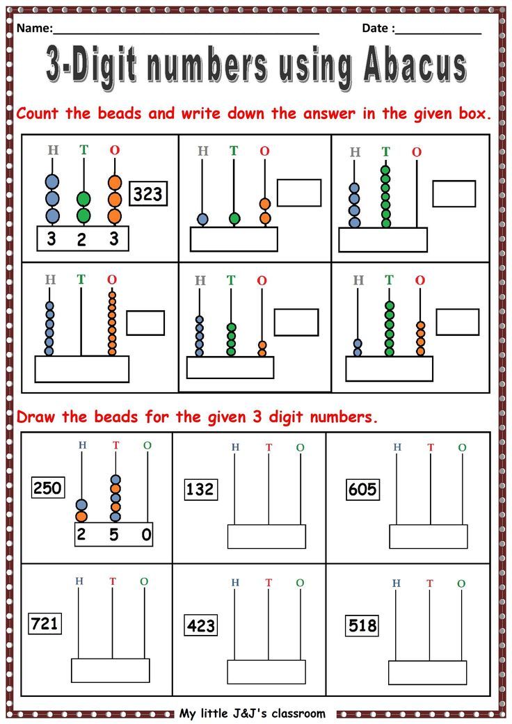 three digit numbers using abacuss worksheet