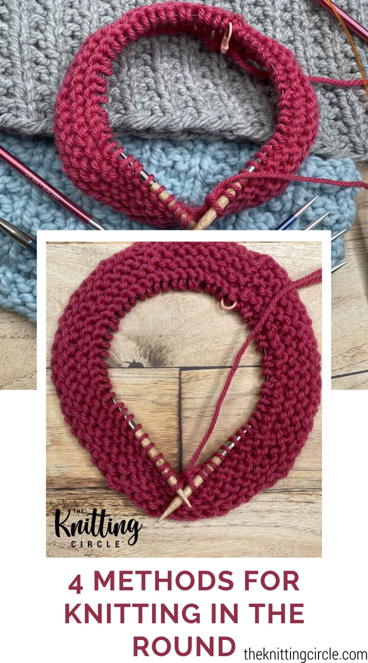 the knitting project is shown with text that reads 4 method for knitting in the round