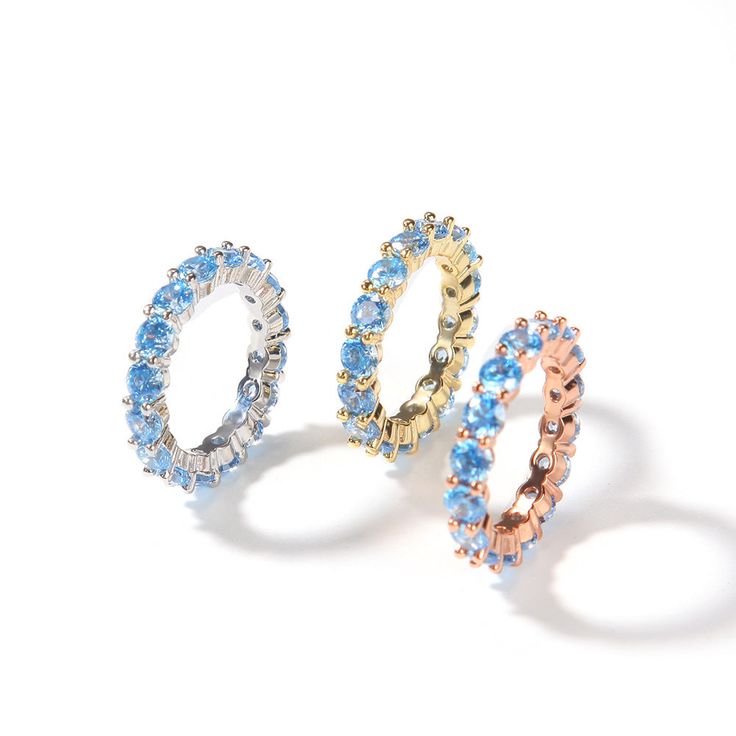 Shine with Laie everywhere you go! Shop now! Our white gold blue diamond ring is a bold, new piece. It has a ravishing and enchanting blue hue. Alternating diamond and blue love heart rings look really unique for everyday wear. DETAILS Material: Copper + 14k real gold/white gold plating Finish: 5 times gold plating Stone Type: 3A+ Cubic Zirconia Stone Size: 5/6/7/8/9 Grab your iced out jewelry at prices that don't break the bank! Our pieces are very durable and timeless. They are guaranteed one- Light Blue Cubic Zirconia Jewelry, Light Blue Round Cubic Zirconia Jewelry, Light Blue Round Fine Jewelry, Light Blue Diamond Promise Ring, Fine Jewelry In Light Blue Color, Fine Jewelry In Light Blue, Modern Blue Cubic Zirconia Ring, Light Blue Round Cut Diamond Jewelry, Dazzling Blue Diamond Promise Ring