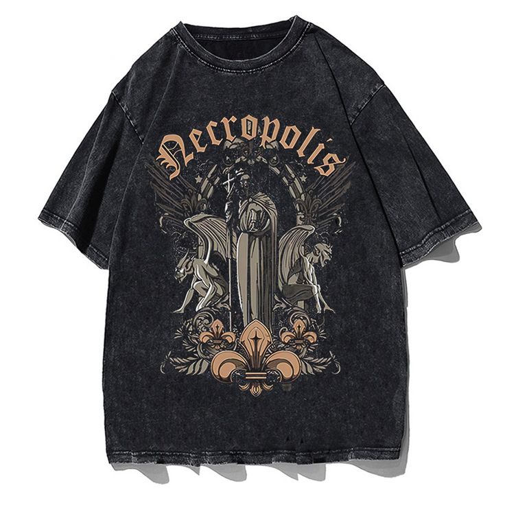 This y2K 90s aesthetic grunge horror Necropolis Devil washed t-shirt is a must-have for any fan of dark fashion. The t-shirt features a large, detailed Necropolis Devil vintage print, and is made from high-quality cotton that is soft and comfortable to wear. The t-shirt is oversized, so it can be worn loose or tucked in, and it is perfect for layering with other clothes. The t-shirt is also available in a variety of colors and sleeve length, so you can find the perfect one to match your personal style. Features: ・Large Necropolis Devil vintage print ・Made from high-quality cotton ・Oversized fit ・Available in a variety of colors Benefits: ・Makes a great statement piece ・Comfortable and versatile ・Can be dressed up or down ・Perfect for fans of y2K 90s aesthetic grunge fashion Guarantee: We a Streetwear Oversized Shirt, Y2k Pop Culture, Y2k Prints, Rock Clothing, Gothic Shirts, Black Sweats, Emo Y2k, Goth Y2k, Harajuku Style