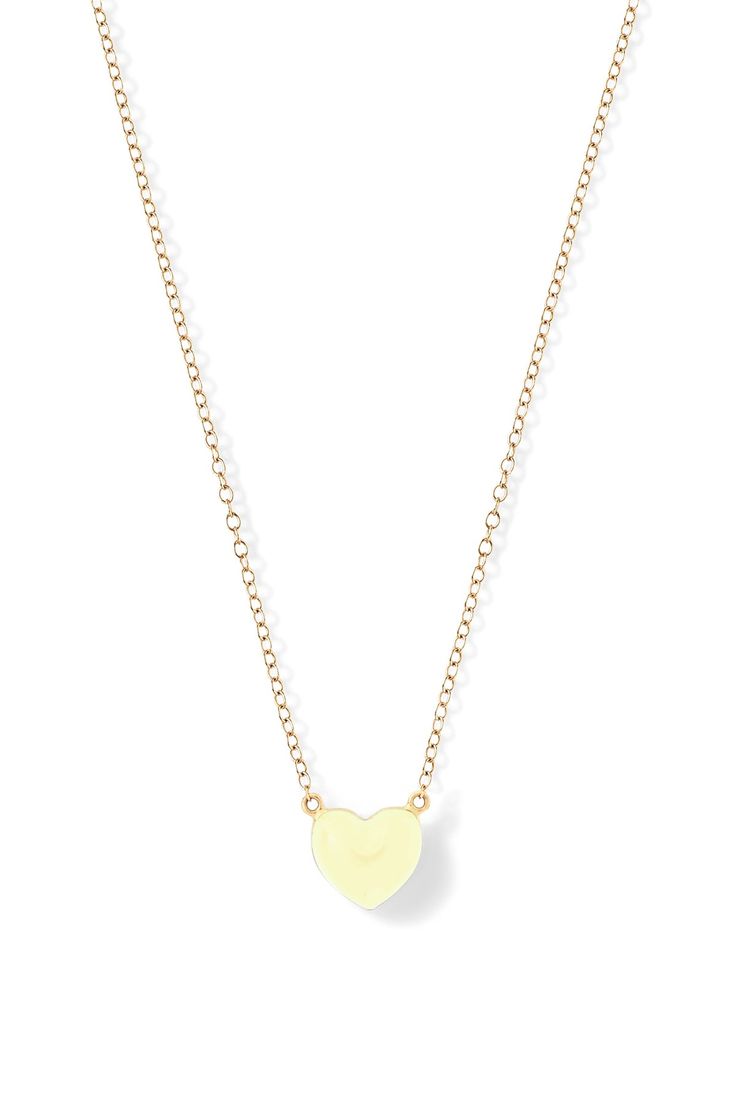 Heart Necklace – Alison Lou Trendy Yellow Gold Heart Charm Jewelry, Trendy Yellow Gold Jewelry With Heart Charm, Trendy Yellow Gold Jewelry For Valentine's Day, Trendy Enamel Necklace With Adjustable Chain, Trendy Yellow Gold Enamel Jewelry, Yellow Gold Enamel Necklace For Gift, Trendy White Heart Pendant Jewelry, Cute Gold Enamel Jewelry, Trendy Personalized Yellow Jewelry