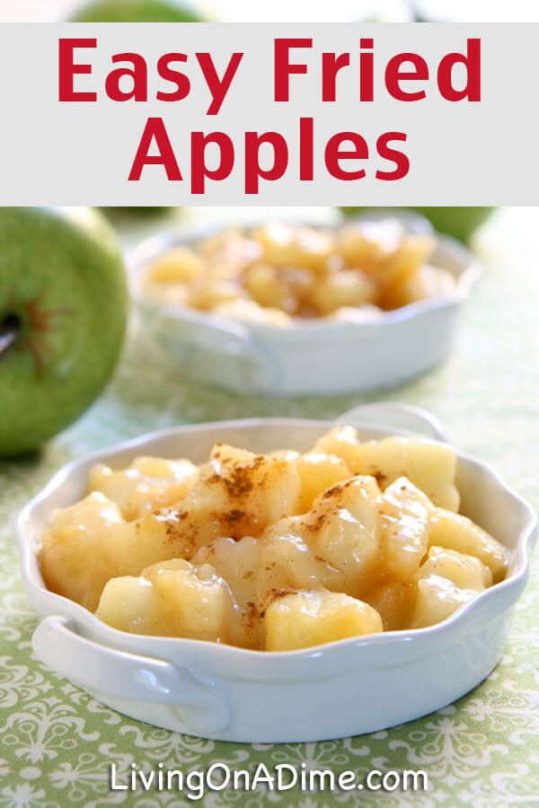 two bowls filled with baked apples sitting on top of a green tablecloth next to an apple