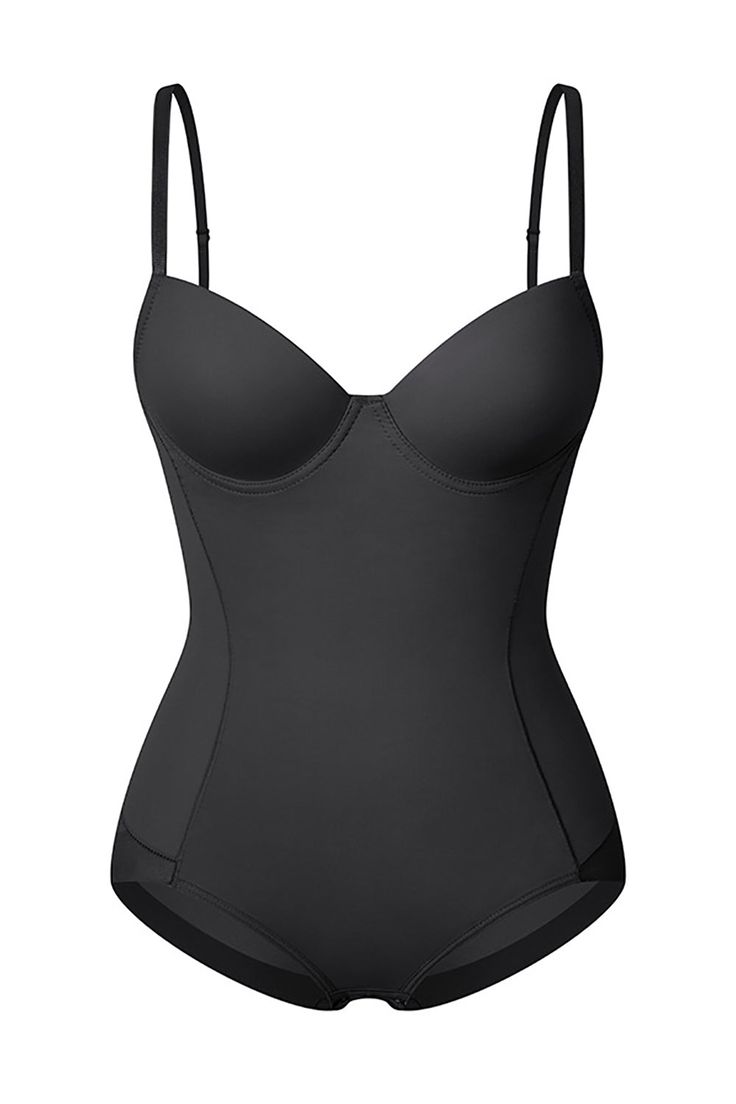 This everyday shapewear bodysuit holds in your core, shapes and lifts your butt, and provides support for your chest. Its whisper-soft, seamless construction and high-cut leg make this sculpting piece an essential for enhancing your body's natural shape. Solid Shapewear With Built-in Bra And Shaping Fit, Sculpting Shapewear Bodysuit With Built-in Bra, Solid Shapewear With Built-in Bra, Solid Underbust Shapewear With Built-in Bra, Elegant Push-up Bodysuit With Medium Bust Support, Sculpting Push-up Bodysuit With Built-in Bra, Elegant Solid Color Sculpting Bodysuit, Elegant Sculpting Solid Bodysuit, Elastane Underwire Shapewear Bodysuit