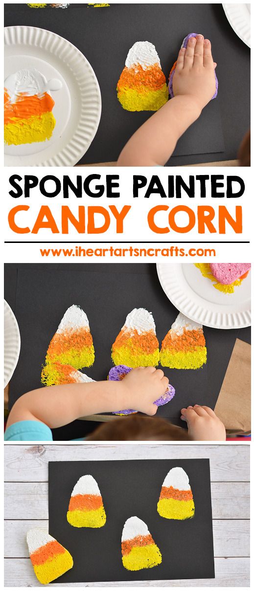 someone is painting candy corn on the paper plate and making it look like they are going to