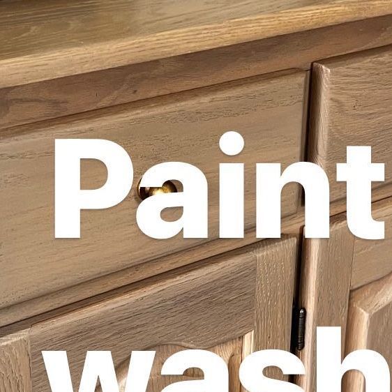 the words paint wash on top of a wooden cabinet