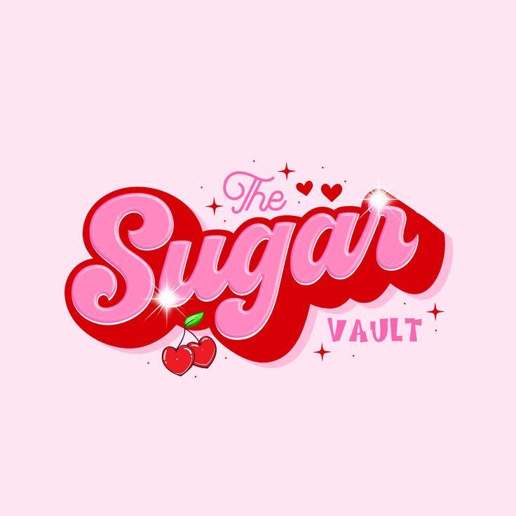 the sugar vault logo on a pink background