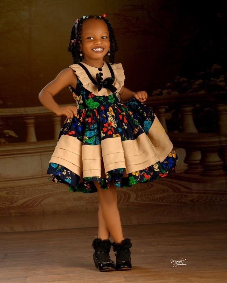 Children's Ankara Outfits, African Dress For Kids Girl, Styles For Children Ankara, African Kids Clothes Ankara Styles, Kids African Outfits Girls Ankara, Ankara Gown For Kids Girl, Ankara Children Gown Styles, Girls Ankara Dresses, Ankara Style For Children