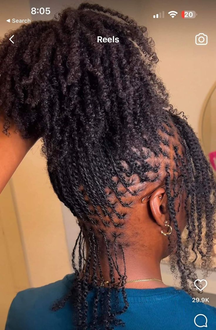 Style For Sister Locks, Black Hair Dye Colors, Micro Nubian Twist Hairstyles, Small Twist With Extensions, Microlocs On Thick Hair, Diamond Part Micro Locs, Microtwistlocs Styling, Micro 2 Strand Twist, Styles For Micro Twist