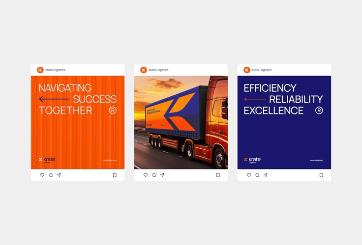 three brochures with different types of trucks on the front and back covers, one for each vehicle